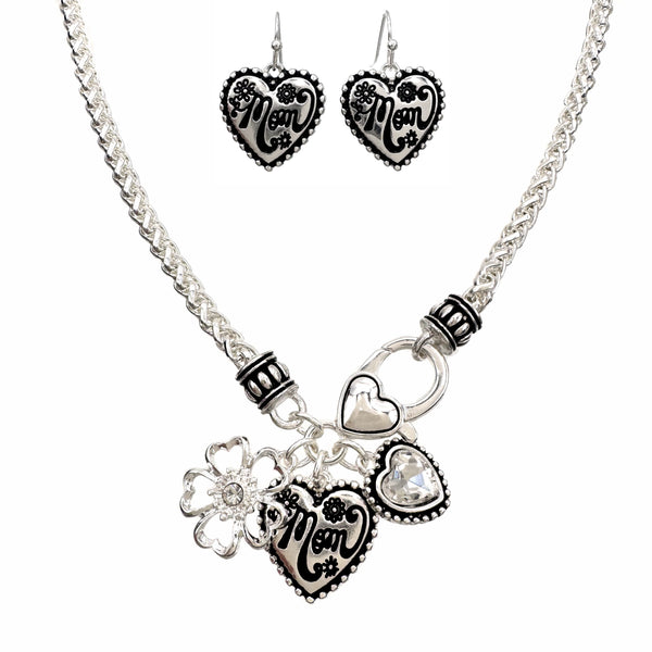 Mom Heart Flower Angelic Necklace Set