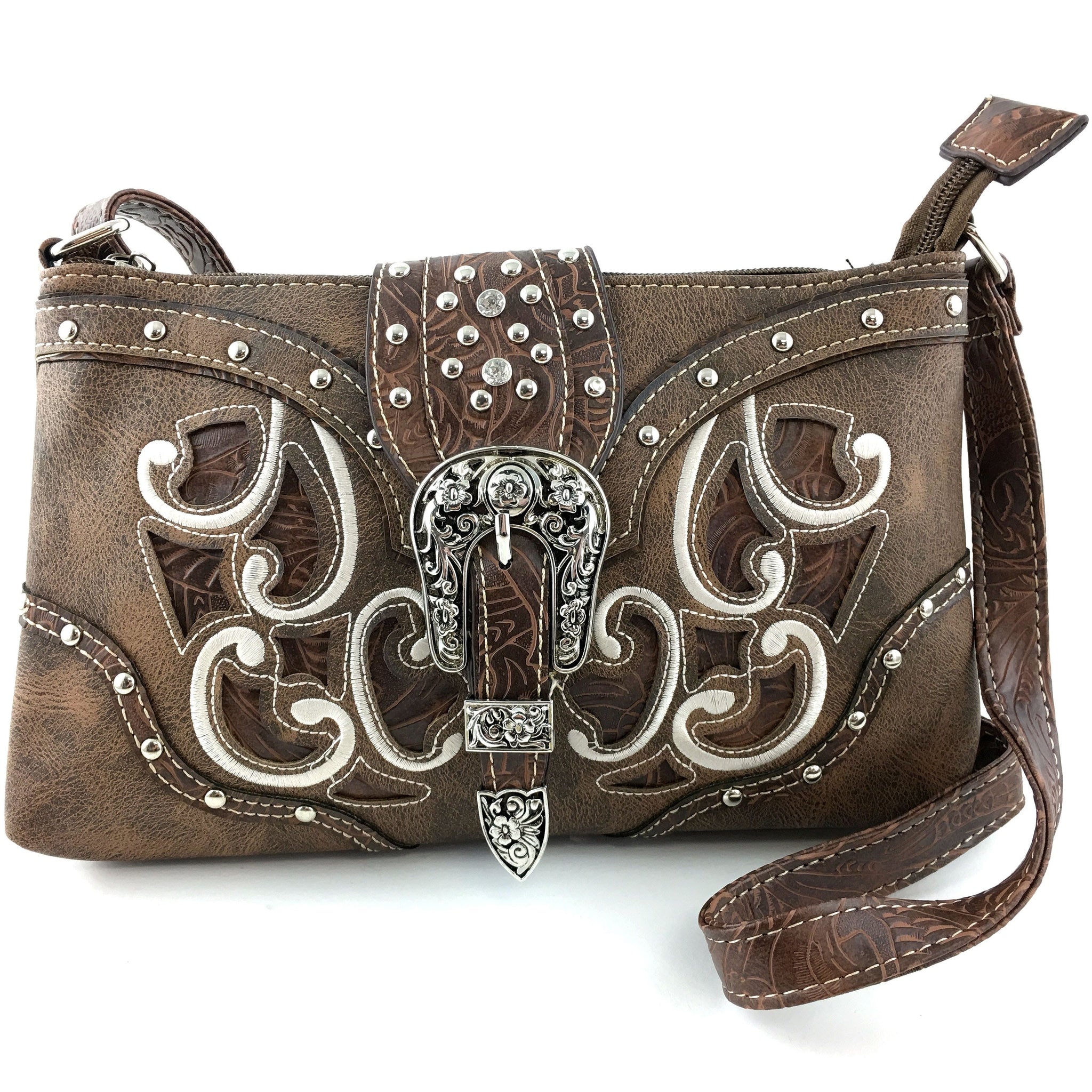 Western Floral Buckle Crossbody Pouch Bag