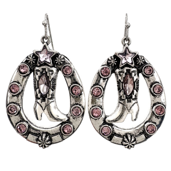 Horseshoe Star Western Boots Earrings