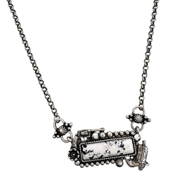 Polished Color Stone Bar Cowboy Western Necklace
