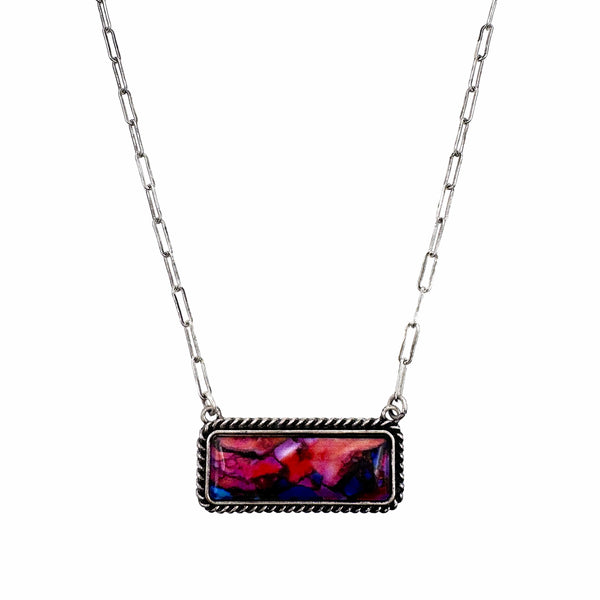 Polished Color Stone Bar Necklace