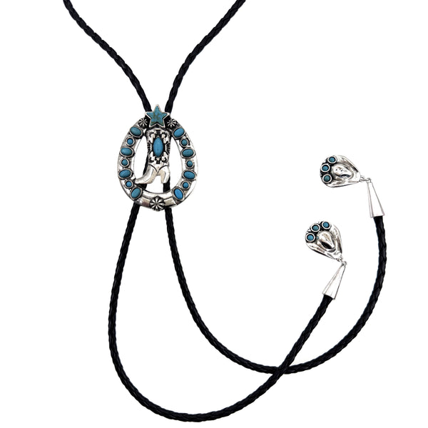Horseshoe Star Western Boots Western Bolo Necklace