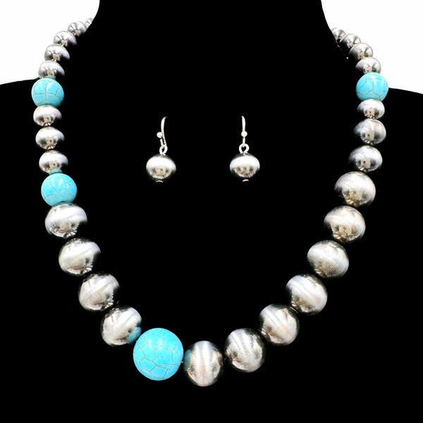Navajo and Turquoise Beads Collar Necklace