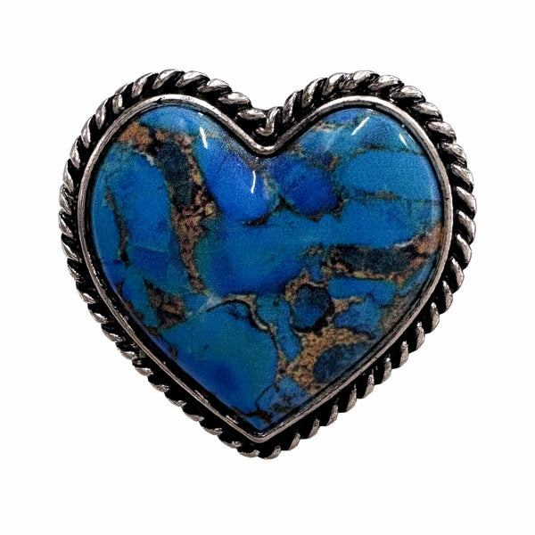 Polished Color Stone Heart Ring