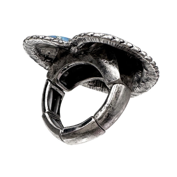 Polished Color Stone Heart Ring