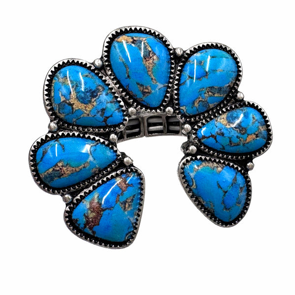 Polished Color Stone Squash Blossom Ring