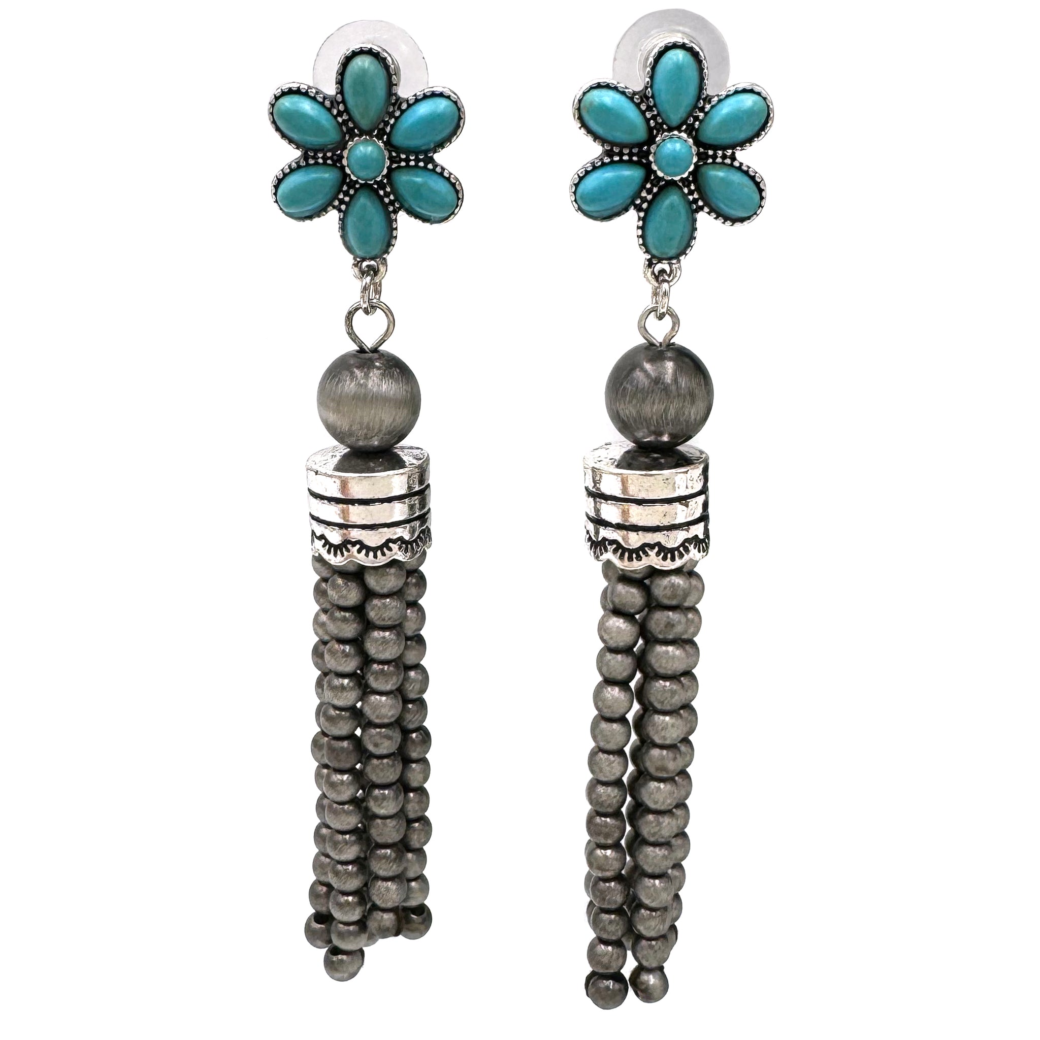 Bohemian Flower Navajo Beads Tassel Earrings