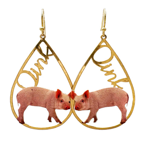 Pig Oink Gold Earrings