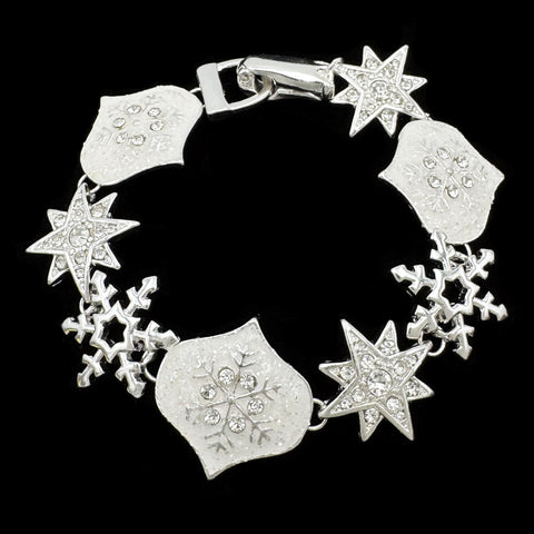 Christmas White Winter Snowflake Chain Toggle Bracelet