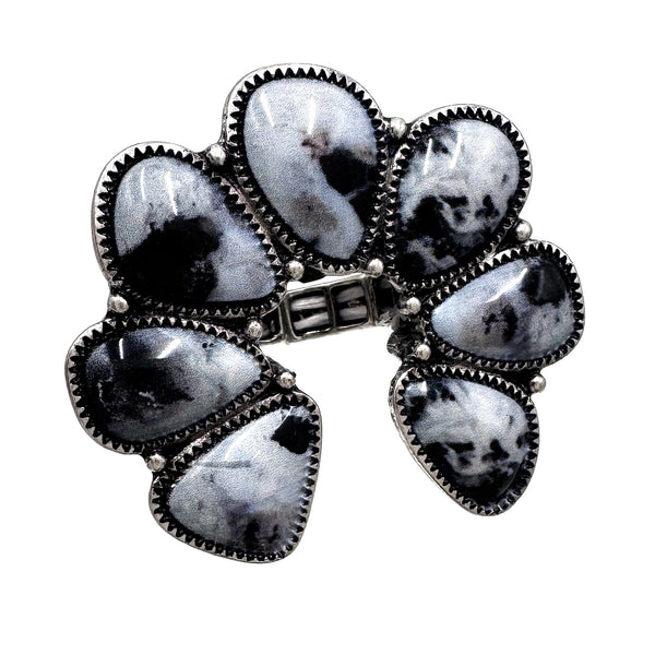 Polished Color Stone Squash Blossom Ring