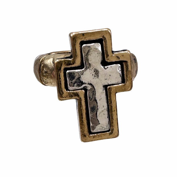 Cross Metal Stretch Ring