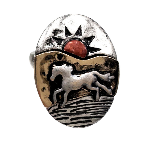 Southwestern Horse Aztec Navajo Stretch Ring