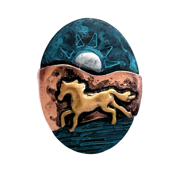 Southwestern Horse Aztec Navajo Stretch Ring