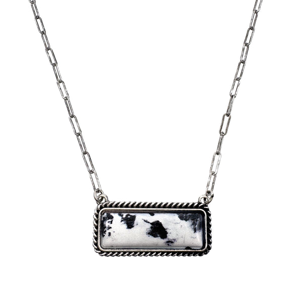 Polished Color Stone Bar Necklace
