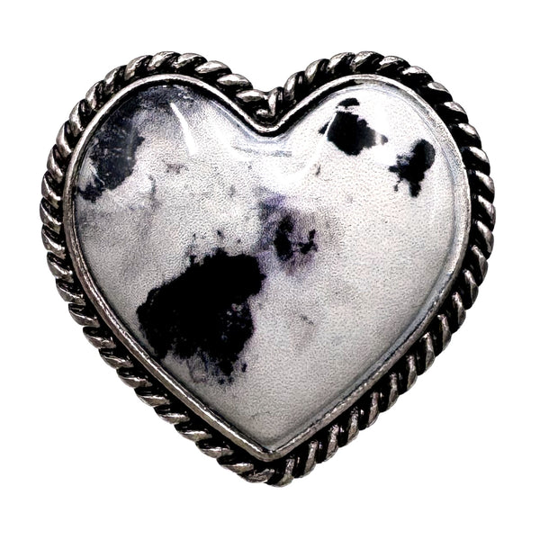 Polished Color Stone Heart Ring