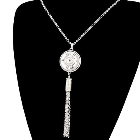 Winchester Bullet Shell Pendant Chain Tassel Long Necklace