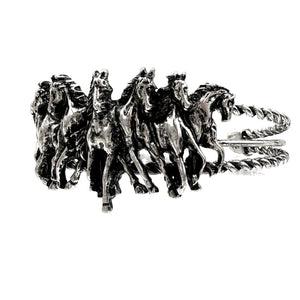 Horse Herd Silver Western Cuff Bangle