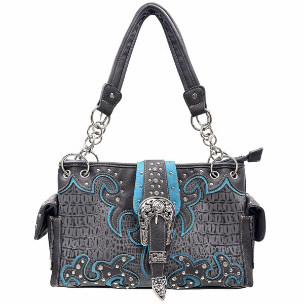 Croc Pu Leather Buckle Western Women Handbag