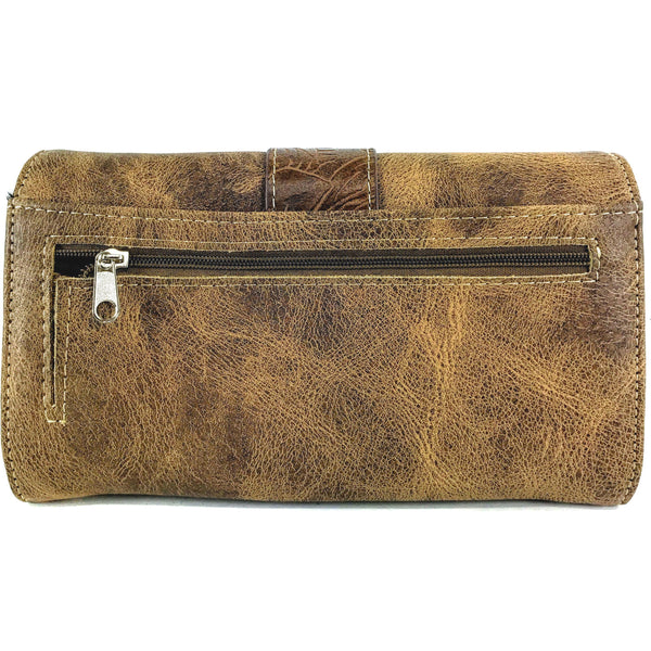 Classic Western Buckle Crossbody Trifold Wallet