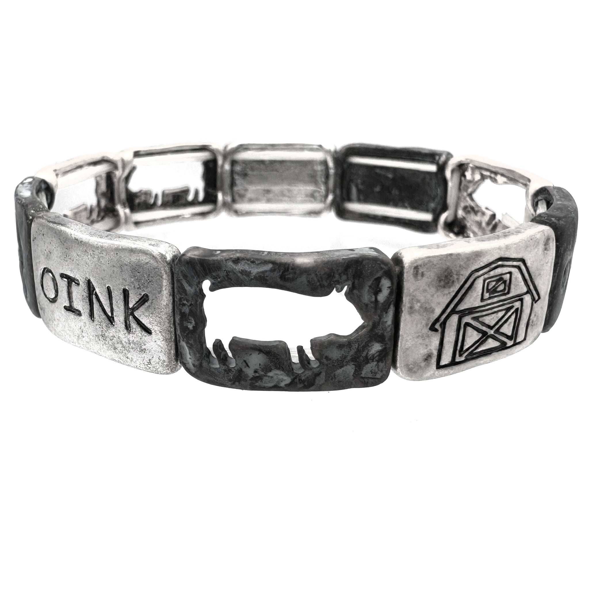 Barn Animals Pig Oink Stretch Bracelet