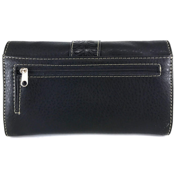 Classic Western Buckle Crossbody Trifold Wallet