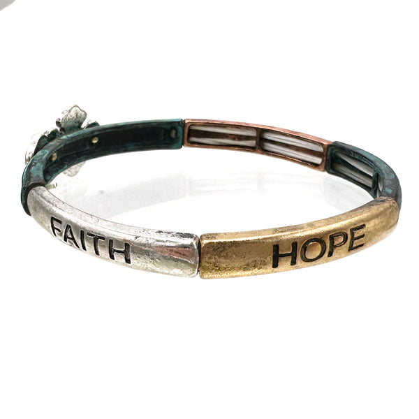 Faith Hope Cross Stretch Bracelet