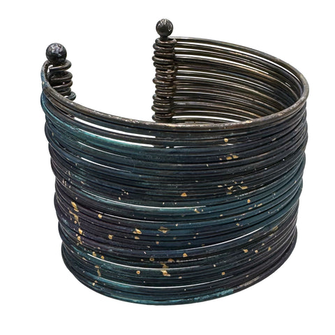 Starry Night Painted Multi Layer Wide Cuff Bangle