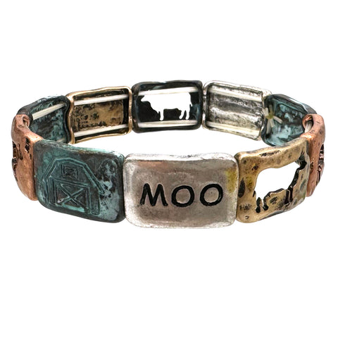 Barn Animals Cow Moo Stretch Bracelet