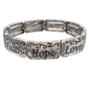 Hope Love Faith Bar Stretch Bracelet