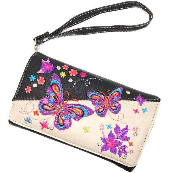 Butterfly Rainbow Embroidered Crossbody Wallet