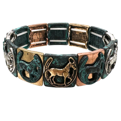 Horse in Horseshoe Western Stretch Bracelet