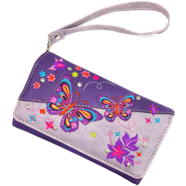 Butterfly Rainbow Embroidered Crossbody Wallet