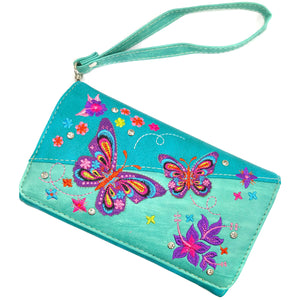 Butterfly Rainbow Embroidered Crossbody Wallet