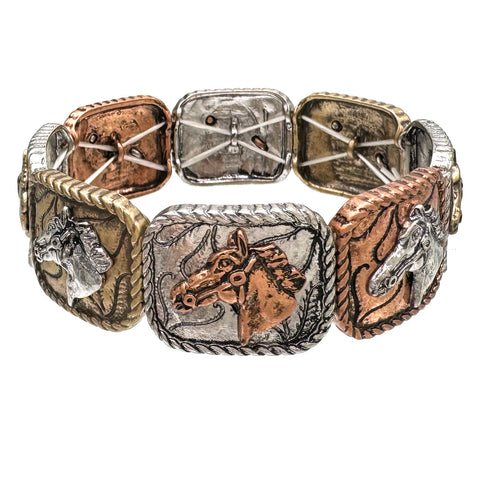 Horse Head Western Stretch Bracelet