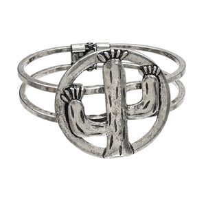 Cactus Silver Cuff Bangle