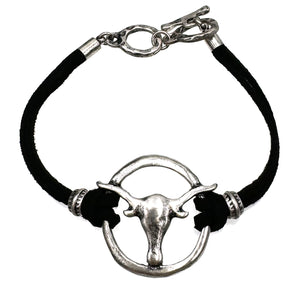 Longhorn Charm Suede Bracelet