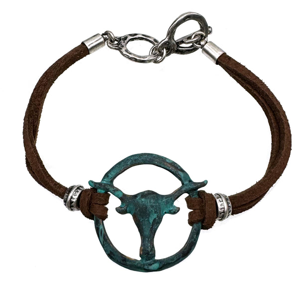 Longhorn Charm Suede Bracelet