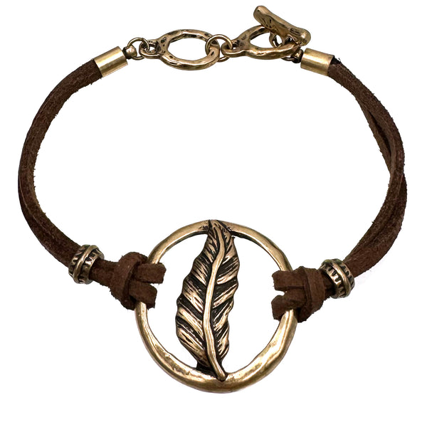 Feather Charm Suede Bracelet