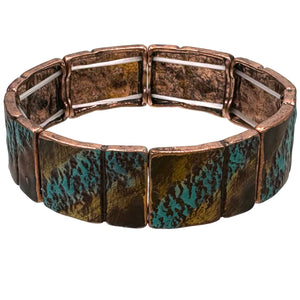 Patina Copper Gold Brown Stretch Bracelet