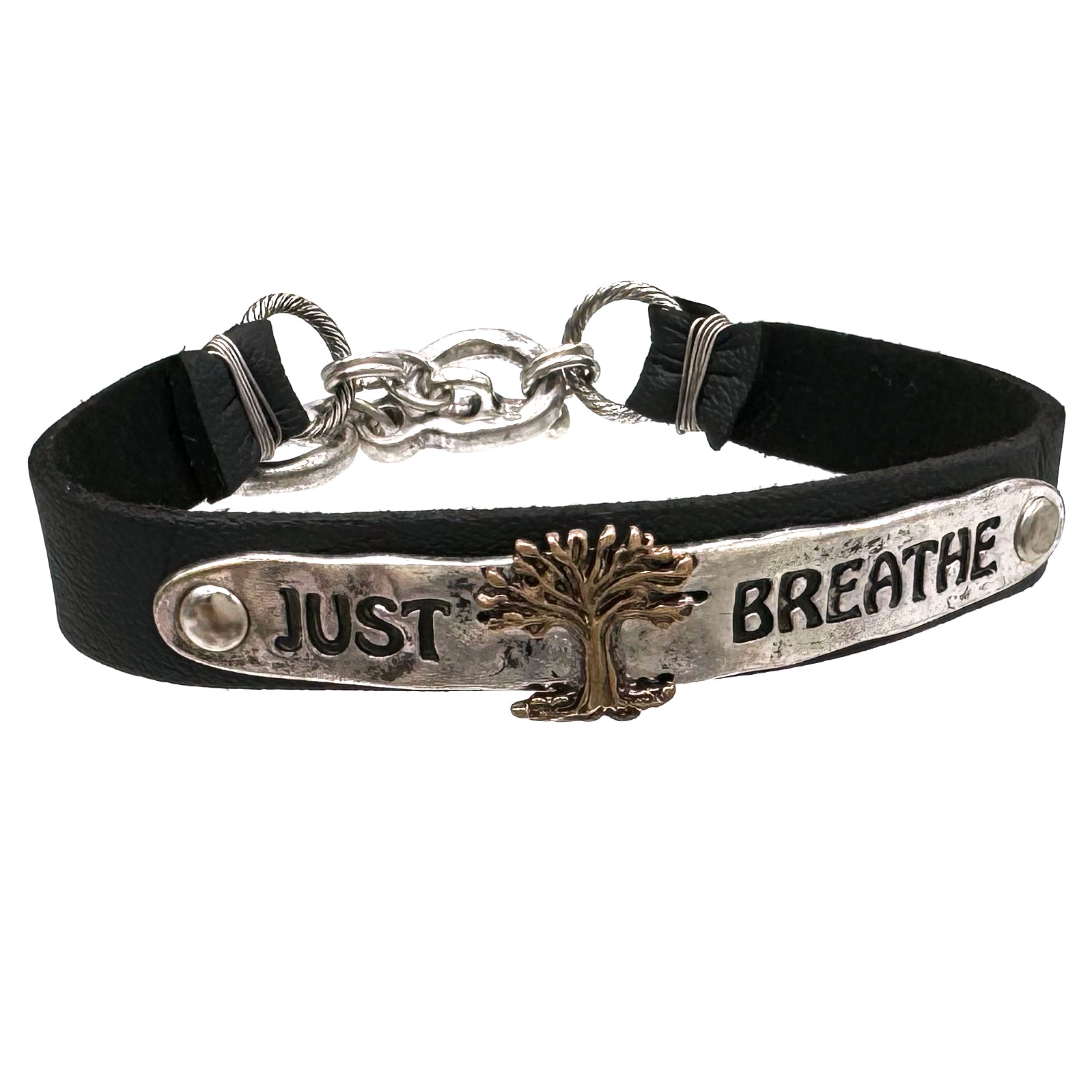 Just Breathe Tree Leather Bracelet