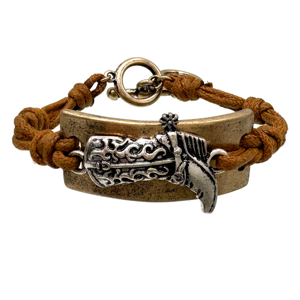 Western Cowboy Boots Spur Rope Bracelet