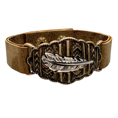 Native Feather Leather Bracelet