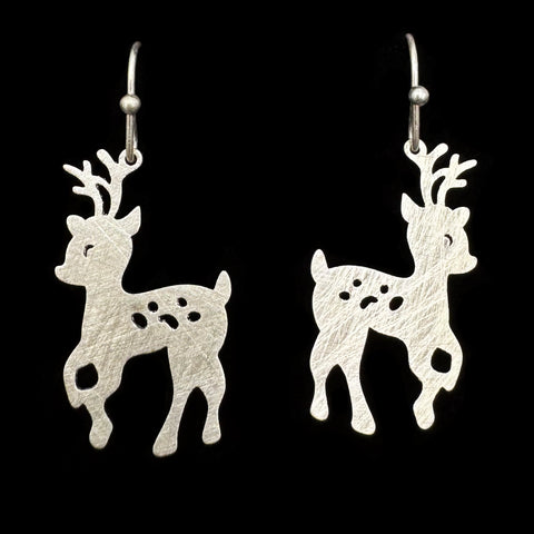 Reindeer Christmas Brass Earrings