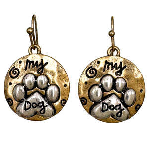 My Dog Paw Hook Earrings