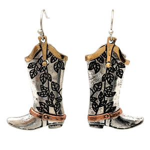 Vine Leaf Pattern Western Boots Earrings