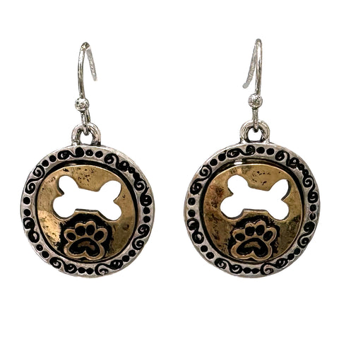 Dog Bone Cutout Paw Earrings