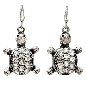 Turtle Rhinestone Shell Metal Earrings