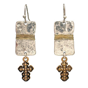 Gold Cross Wired Metal Earrings