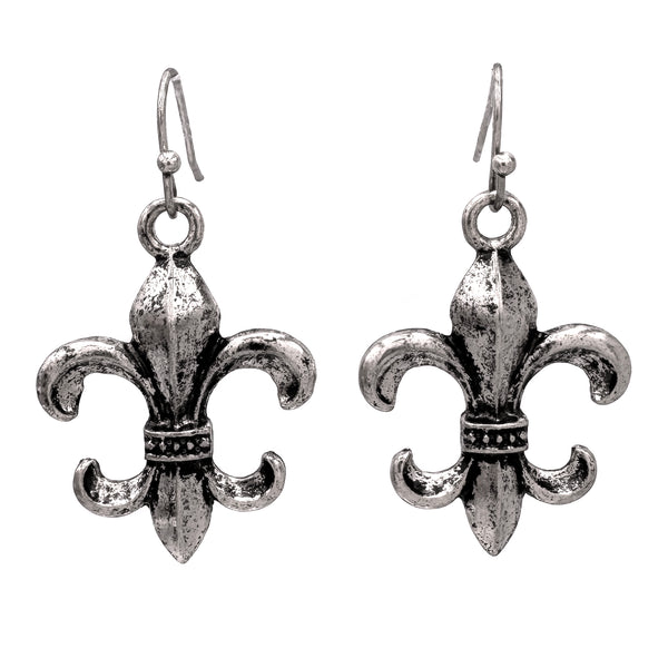 Antique Metal Fleur De Lis Earrings