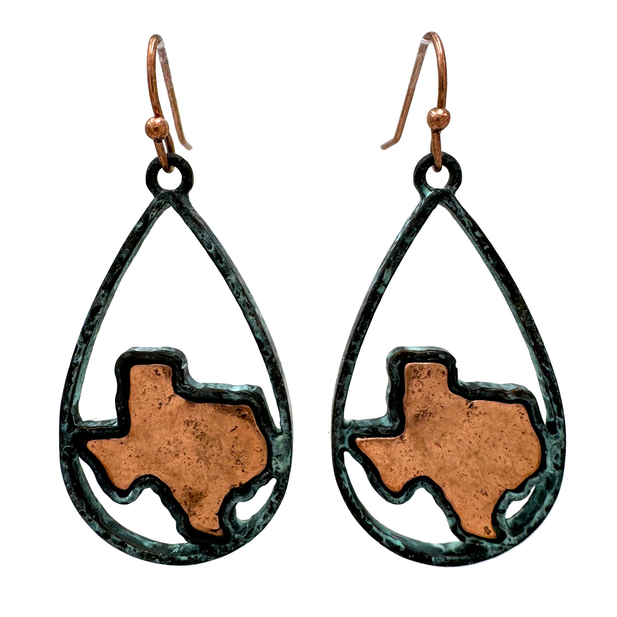 Texas Teardrop Metal Earrings